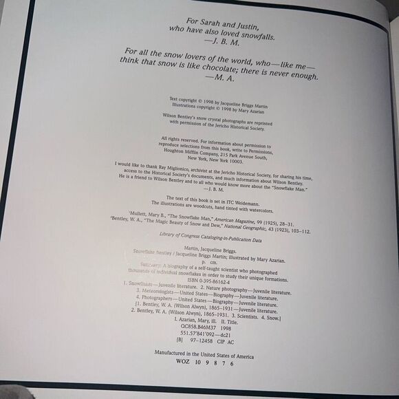 Snowflake Bentley, Caldecott Medal Book,  Jacqueline Briggs Martin - Picture 7 of 16